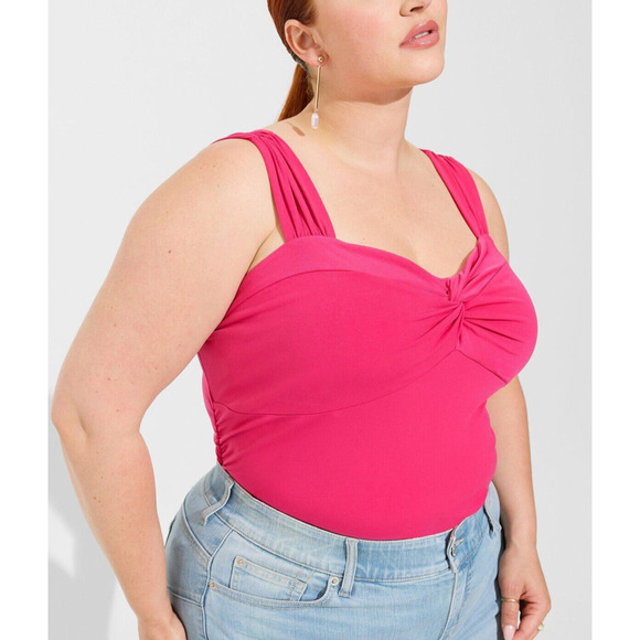 torrid Tops - NWT Torrid Sleeveless Studio Knit Sweetheart Twist Top Pink Tank Plus Size 4 4X